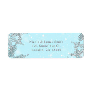 Blue Winter Wonderland Elegant Snowflakes Wedding Label