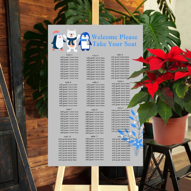 Blue winter wonderland penguin polar bear seating foam board (Creator Uploaded)