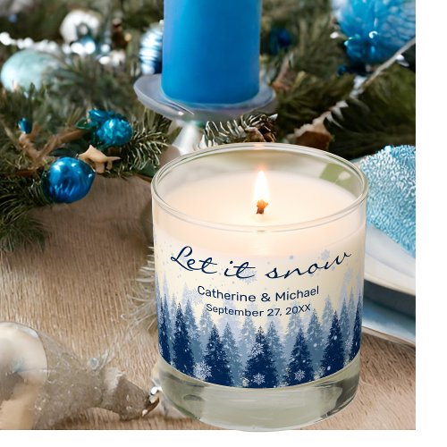 Blue Winter Wonderland Pine Christmas Wedding  Scented Candle