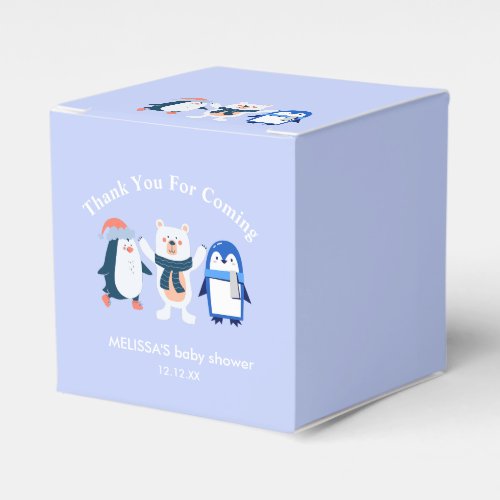 Blue winter wonderland polar bears penguins favor boxes