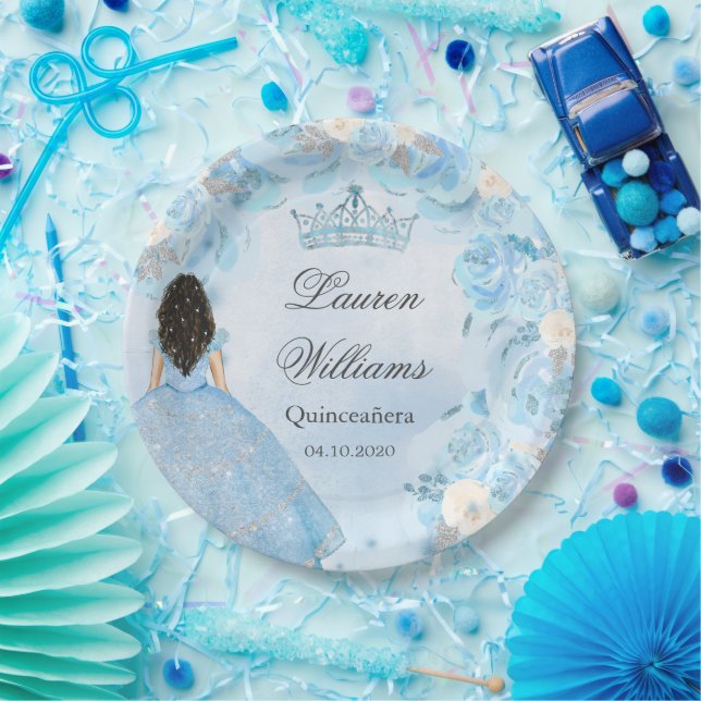 Blue Winter Wonderland Quinceanera Party  Paper Plates (Party)