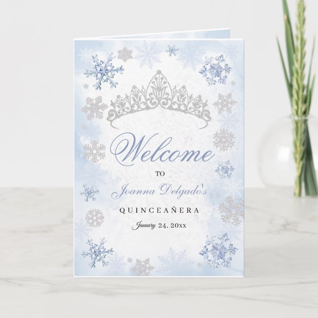 Blue Winter Wonderland Quinceanera Program (Front)