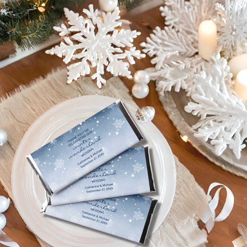 Blue Winter Wonderland Snow Christmas Wedding  Hershey Bar Favors