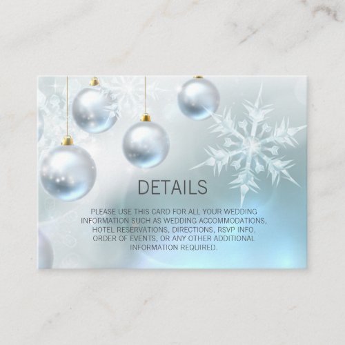 Blue Winter Wonderland Snow DETAILS Wedding Enclosure Card