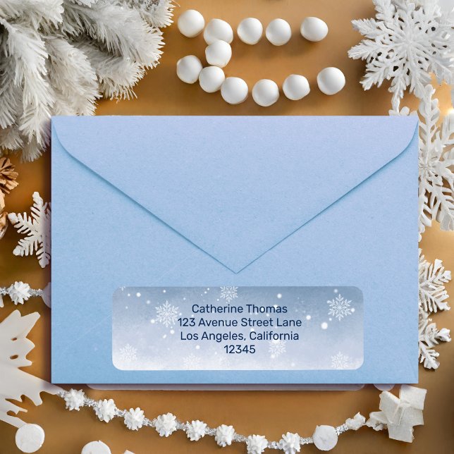 Blue Winter Wonderland Snowfall Christmas Wedding  Label (Creator Uploaded)