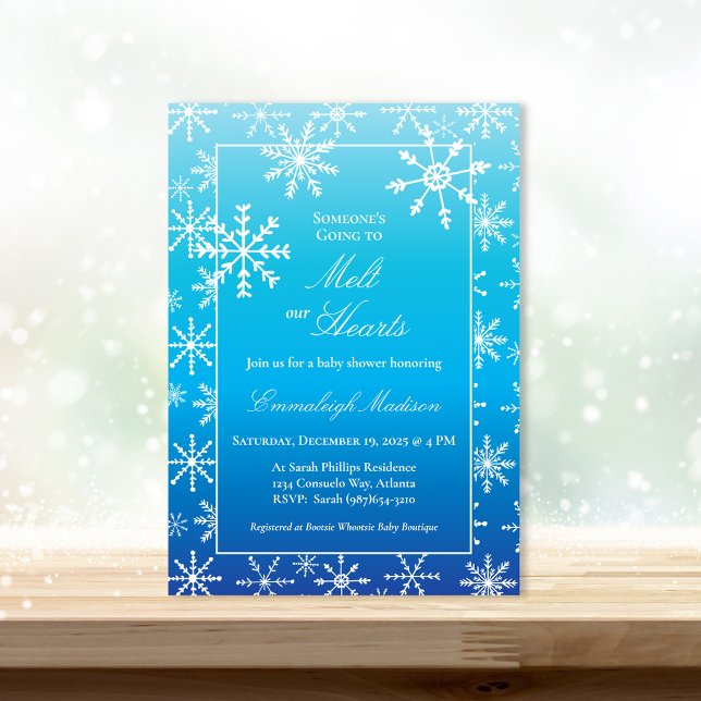 Blue Winter Wonderland Snowflake Baby Shower Invitation (Creator Uploaded)