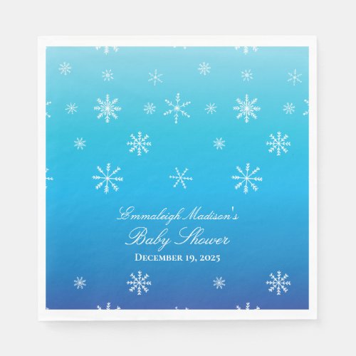 Blue Winter Wonderland Snowflake Baby Shower Napkins