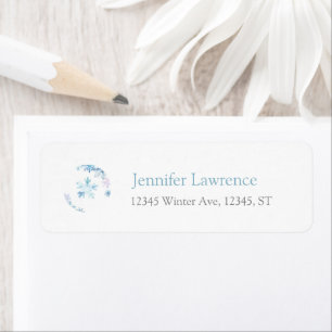 Blue Winter Wonderland Snowflake Return Address Label