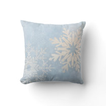 Blue Winter Wonderland Snowflake Throw Pillow