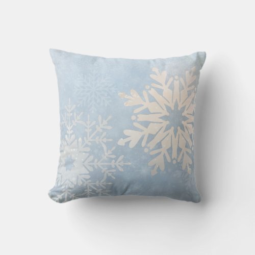 Blue Winter Wonderland Snowflake Throw Pillow