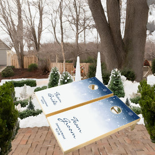 Blue Winter Wonderland Snowflakes Wedding Cornhole Set