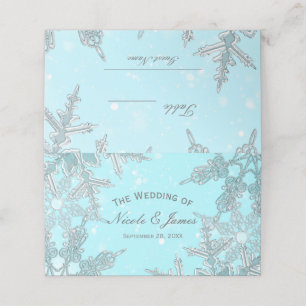 Blue Winter Wonderland Snowflakes Wedding Table Place Card