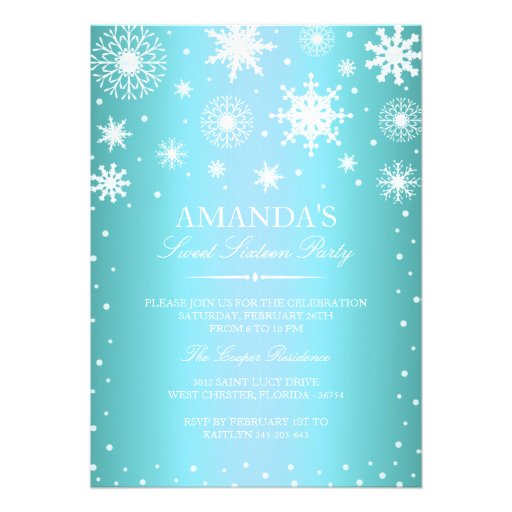 Blue Winter Wonderland Sweet 16 Invitation 5