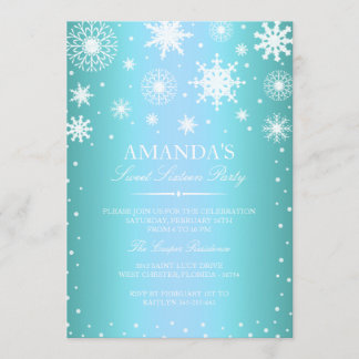 Blue Winter Wonderland Sweet 16 Invitation