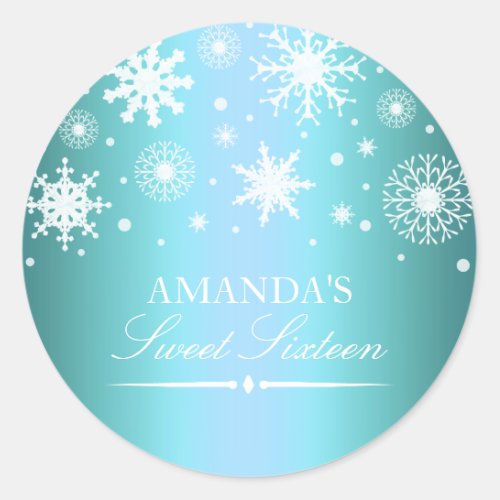 Blue Winter Wonderland Sweet 16 Sticker