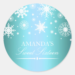 Blue Winter Wonderland Sweet 16 Sticker