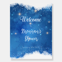 Blue Winter Wonderland Welcome Sign | Snowflakes