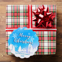 Blue Winter Wonderland White Snowy House Holiday