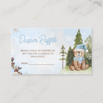 Blue Winter Woodland Baby Shower Diaper Raffle Enclosure Card