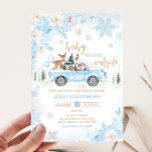 Blue Winter Woodland Truck Baby Shower  Invitation<br><div class="desc">Welcome your little one with our heartwarming Boy Woodland Winter Baby Shower Invitation Printable. Personalize to share the joy with your loved ones!

BS531</div>
