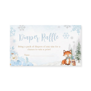 Blue Winter Woodland Truck Diaper Raffle Enclosure Card