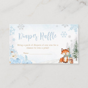 Blue Winter Woodland Truck Diaper Raffle Enclosure Card