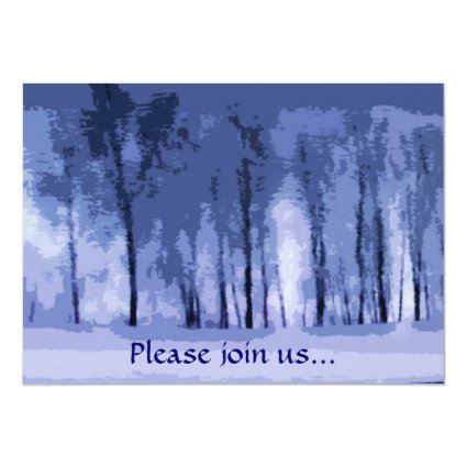 Blue Winter Woods Christmas Invitation