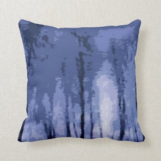 Blue Winter Woods Throw Pillow