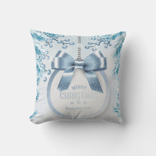 Blue WinterTree New Year Merry Christmas Ornament Throw Pillow