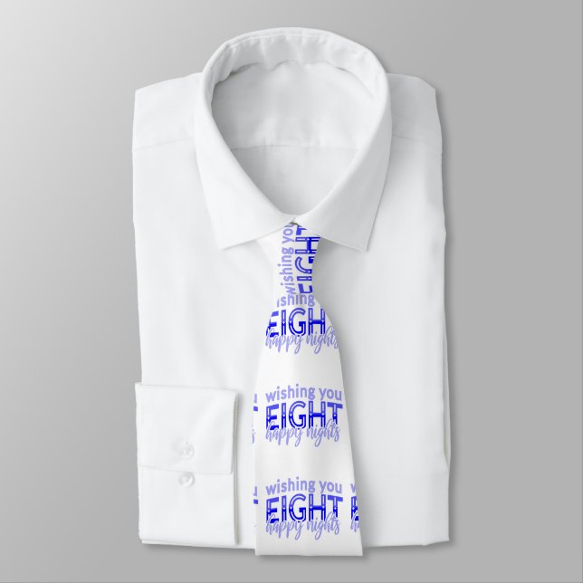 blue wishing you happy hanukkah neck tie (Tied)