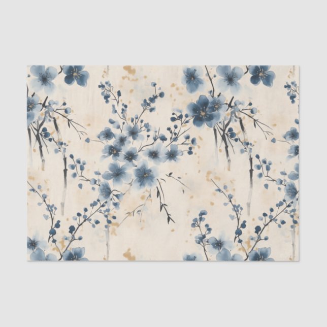 Blue Wisteria Decoupage Tissue Paper (Front)