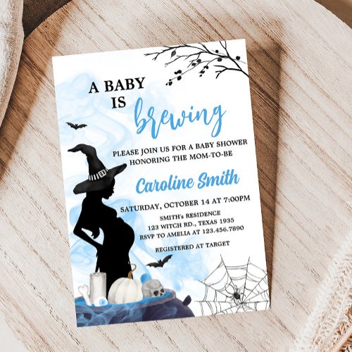 Blue Witch Baby Shower  Invitation