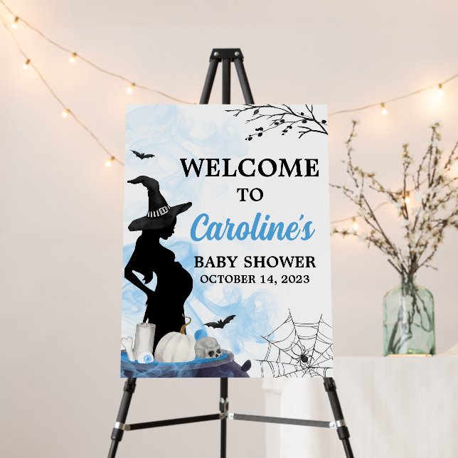 Blue Witch Baby Shower Welcome Sign (In Situ (Stand))