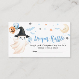 Blue Witch Ghost Little Boo Baby Diaper Raffle Enclosure Card