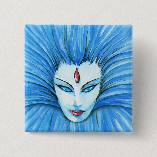 Blue Witch Pinback Button (Front)