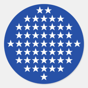 Blue with 50 White Stars American Flag Theme Classic Round Sticker