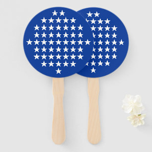 Blue with 50 White Stars American Flag Theme Hand Fan