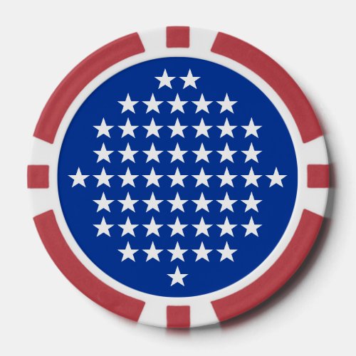 Blue with 50 White Stars American Flag Theme Poker Chips