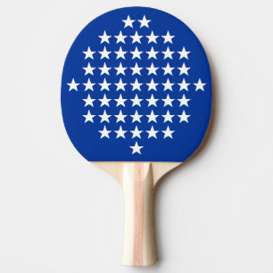 Blue with 50 White Stars American Theme Ping Pong Paddle