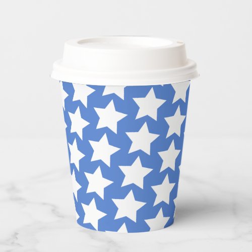 Blue with a White Stars Pattern Paper Cups
