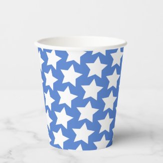 Blue with a White Stars Pattern Paper Cups