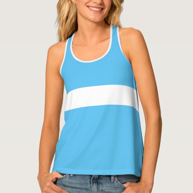 Blue With a White Stripe Tank Top (Front)