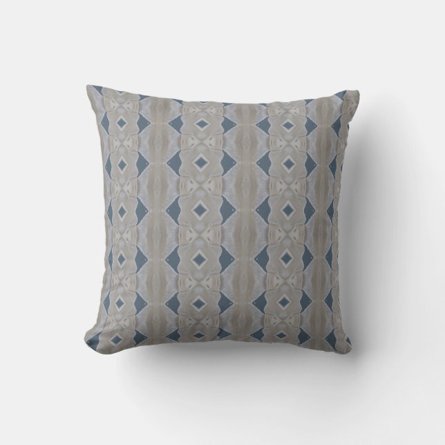Blue With Beige Throw Pillow (Front)