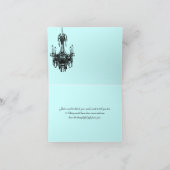 Blue with Black Chandeliers Thank You Note Card (Inside)