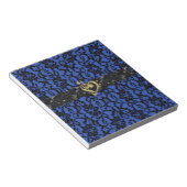 Blue with Black Lace and Gold Music Heart Notepad (Angled)