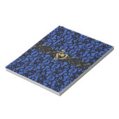 Blue with Black Lace and Gold Music Heart Notepad (Rotated)