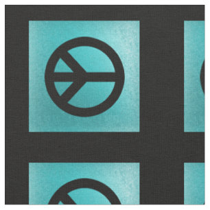 Blue With Black Peace Sign Fabric