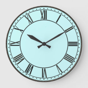 Blue with Black Vintage Roman Numeral Large Clock