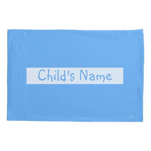 Blue with Child's Name HAMbyWG Pillow Cover (Back)