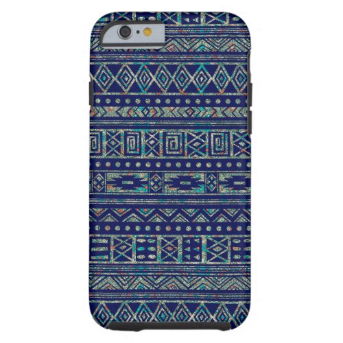 Blue With Colorful Tribal Ikat Seamless Pattern Tough iPhone 6 Case